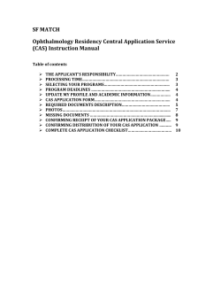 SF MATCH Ophthalmology Residency Central Application Service (CAS) Instruction Manual