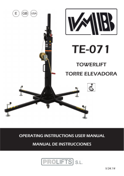 TE-071 TOWERLIFT TORRE ELEVADORA OPERATING INSTRUCTIONS USER MANUAL