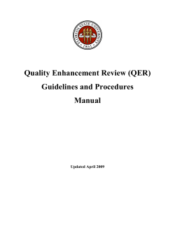 Quality Enhancement Review (QER) Guidelines and Procedures Manual