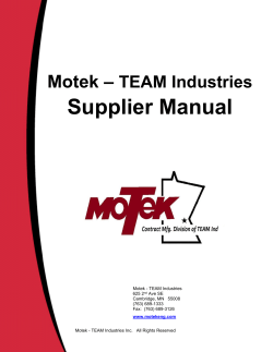 Supplier Manual – Motek