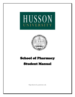 School of Pharmacy Student Manual Reproduction by permission only