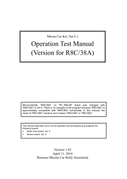Operation Test Manual (Version for R8C/38A) Micon Car Kit, Ver.5.1