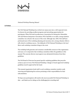 National Workshop Planning Manual