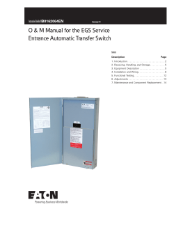 O &amp; M Manual for the EGS Service Instruction Booklet IB0162064EN