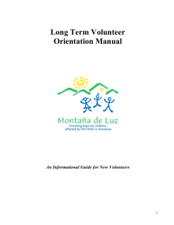 Long Term Volunteer Orientation Manual An Informational Guide for New Volunteers