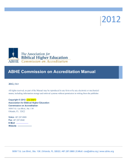 08 2012 ABHE Commission on Accreditation Manual Fall