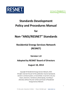 Standards Development Policy and Procedures Manual Non-“ANSI/RESNET” Standards for