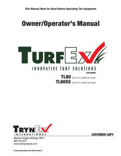Owner/Operator’s Manual TL80 TL80SS CUSTOMER COPY