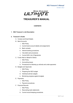 TREASURER’S MANUAL NZU Treasurer’s Manual