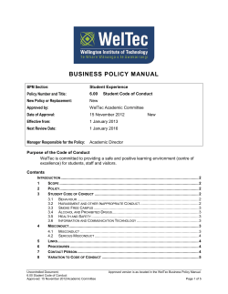 BUSINESS POLICY MANUAL
