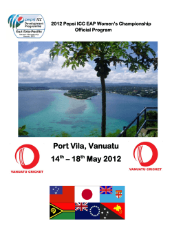 Port Vila, Vanuatu 14 – 18 May 2012