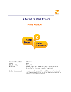 Z Permit To Work System PTWS Manual