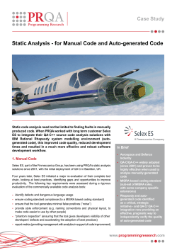 Static Analysis - for Manual Code and Auto-generated Code Case Study
