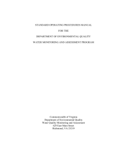 STANDARD OPERATING PROCEDURES MANUAL FOR THE DEPARTMENT OF ENVIRONMENTAL QUALITY