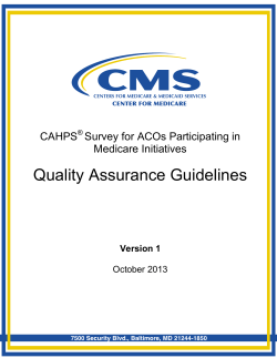 Quality Assurance Guidelines  CAHPS Survey for ACOs Participating in