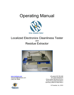 Operating Manual Localized Electronics Cleanliness Tester Residue Extractor and