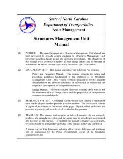 Structures Management Unit Manual State of North Carolina