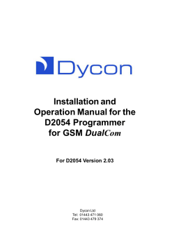 Installation and Operation Manual for the D2054 Programmer DualCom