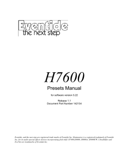 H7600 Presets Manual for software version 5.22