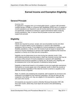 Earned Income and Exemption Eligibility General Principle
