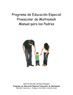 Programa de Educación Especial Preescolar de Multnomah Manual para los Padres