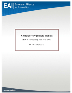 Conference Organizers’ Manual How to successfully plan your event EAI Endorsed Conferences