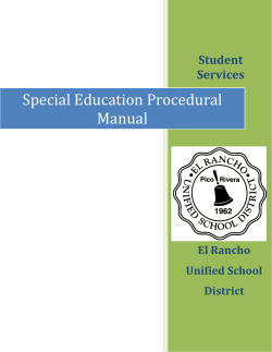 Special Education Procedural Manual Student Services