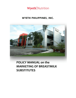 POLICY MANUAL on the MARKETING OF BREASTMILK SUBSTITUTES
