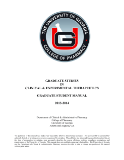 GRADUATE STUDIES IN CLINICAL &amp; EXPERIMENTAL THERAPEUTICS