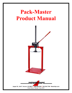 Pack-Master Product Manual  Jasper St., Unit F, Aurora, CO 80011