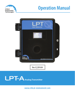 LPT-A Operation Manual www.critical-environment.com Analog Transmitter