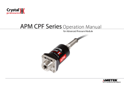 APM CPF Series Operation Manual for Advanced Pressure Module
