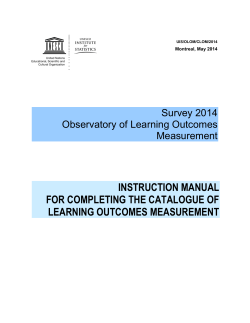 INSTRUCTION MANUAL FOR COMPLETING THE CATALOGUE OF LEARNING OUTCOMES MEASUREMENT Survey 2014