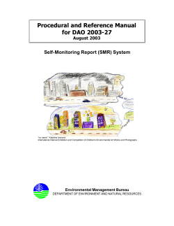 Procedural and Reference Manual for DAO 2003-27 Self-Monitoring Report (SMR) System August 2003