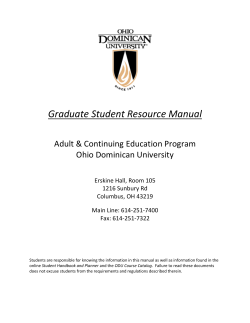 Graduate Student Resource Manual Adult &amp; Continuing Education Program Ohio Dominican University