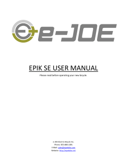 EPIK SE USER MANUAL  Please read before operating your new bicycle.