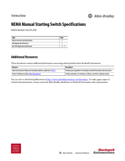 NEMA Manual Starting Switch Specifications Additional Resources Technical Data