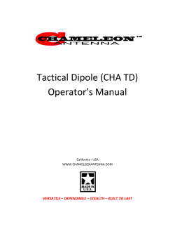 Tactical Dipole (CHA TD) Operator’s Manual California - USA