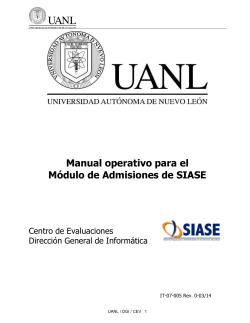 Manual operativo para el Módulo de Admisiones de SIASE  Centro de Evaluaciones