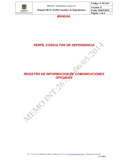 Código: F-TE-013 Versión: 0 Manual SICO- Perfil Consultor de Dependencia