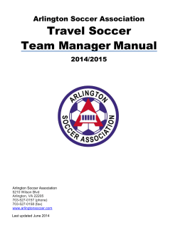 Travel Soccer Team Manager Manual Arlington Soccer Association