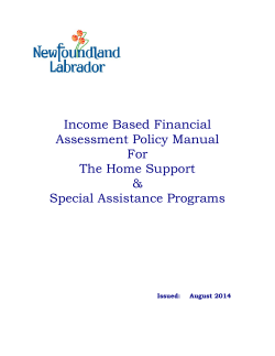 Income Based Financial Assessment Policy Manual For