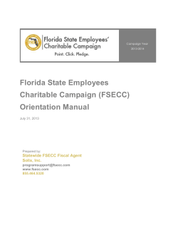 Florida State Employees Charitable Campaign (FSECC) Orientation Manual