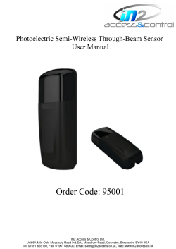 Order Code: 95001 Photoelectric Semi-Wireless Through-Beam Sensor User Manual