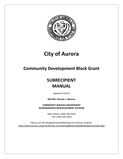 City of Aurora Community Development Block Grant SUBRECIPIENT MANUAL