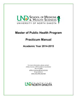 Master of Public Health Program  Practicum Manual Academic Year 2014-2015