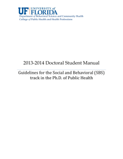 2013-2014 Doctoral Student Manual Guidelines for the Social and Behavioral (SBS)