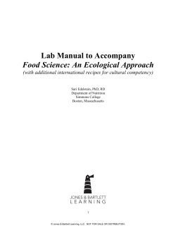 Lab Manual to Accompany Food Science: An Ecological Approach