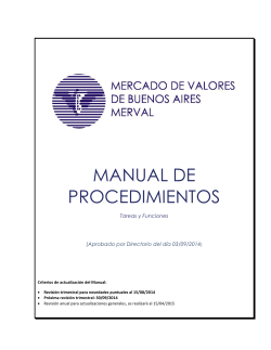 MANUAL DE PROCEDIMIENTOS Tareas y Funciones (Aprobado por Directorio del día 03/09/2014