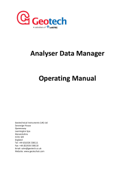 Analyser Data Manager  Operating Manual